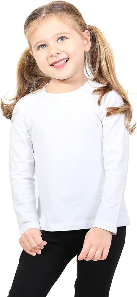 Lilax Girls' Basic Long Sleeve Round Neck Cotton T-Shirt | Amazon (US)