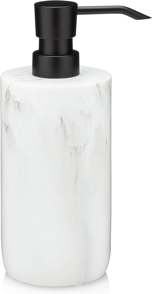 Essentra Home White Marble Soap Dispenser with Black Pump, Refillable Liquid Soap Dispenser for B... | Amazon (US)