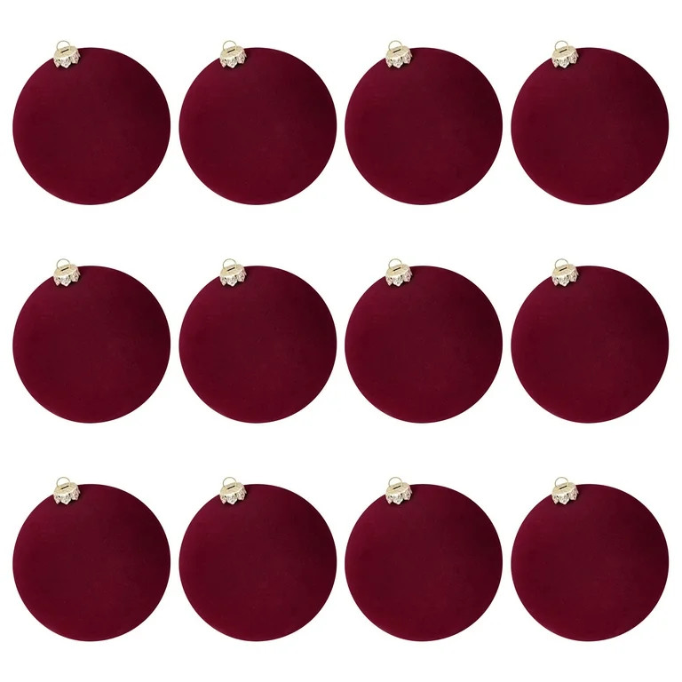 Set of 12 Burgundy Velvet Christmas Ornaments Elegant Holiday Decorations for Tree, Home, and Off... | Walmart (US)