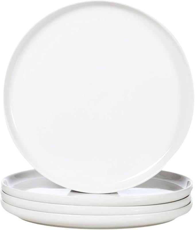 White Dinner Plates Set of 4, Ceramic Dining Plates 10.5 inch, Large Salad Plate, Porcelain Kitch... | Amazon (US)