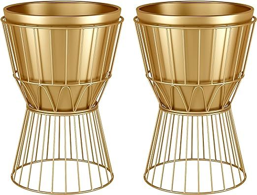 MSTFLOR Metal Plant Stand with Pot 12" - Decorative Gold Plant Stand Holder Flower Potted Rack fo... | Amazon (US)