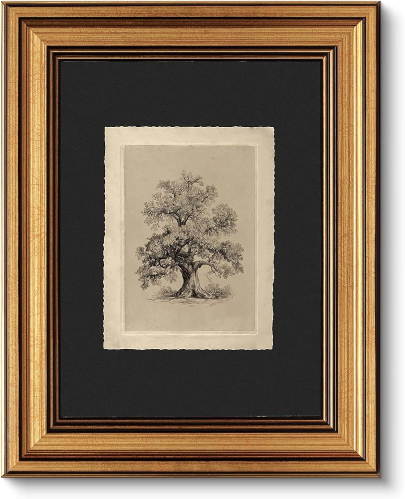 VIYYIEA Vintage Gold Framed Wall Art, Botanical Sketch Rustic Farmhouse Decor, Aesthetic Classica... | Amazon (US)
