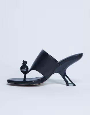 Topshop Isai beaded toe thong heeled mules in black | ASOS | ASOS (Global)