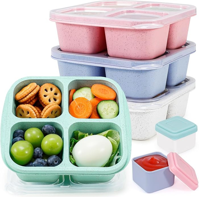 Caperci 4 Pack Bento Snack Boxes Lunchable Containers for Kids & Adults | Amazon (US)