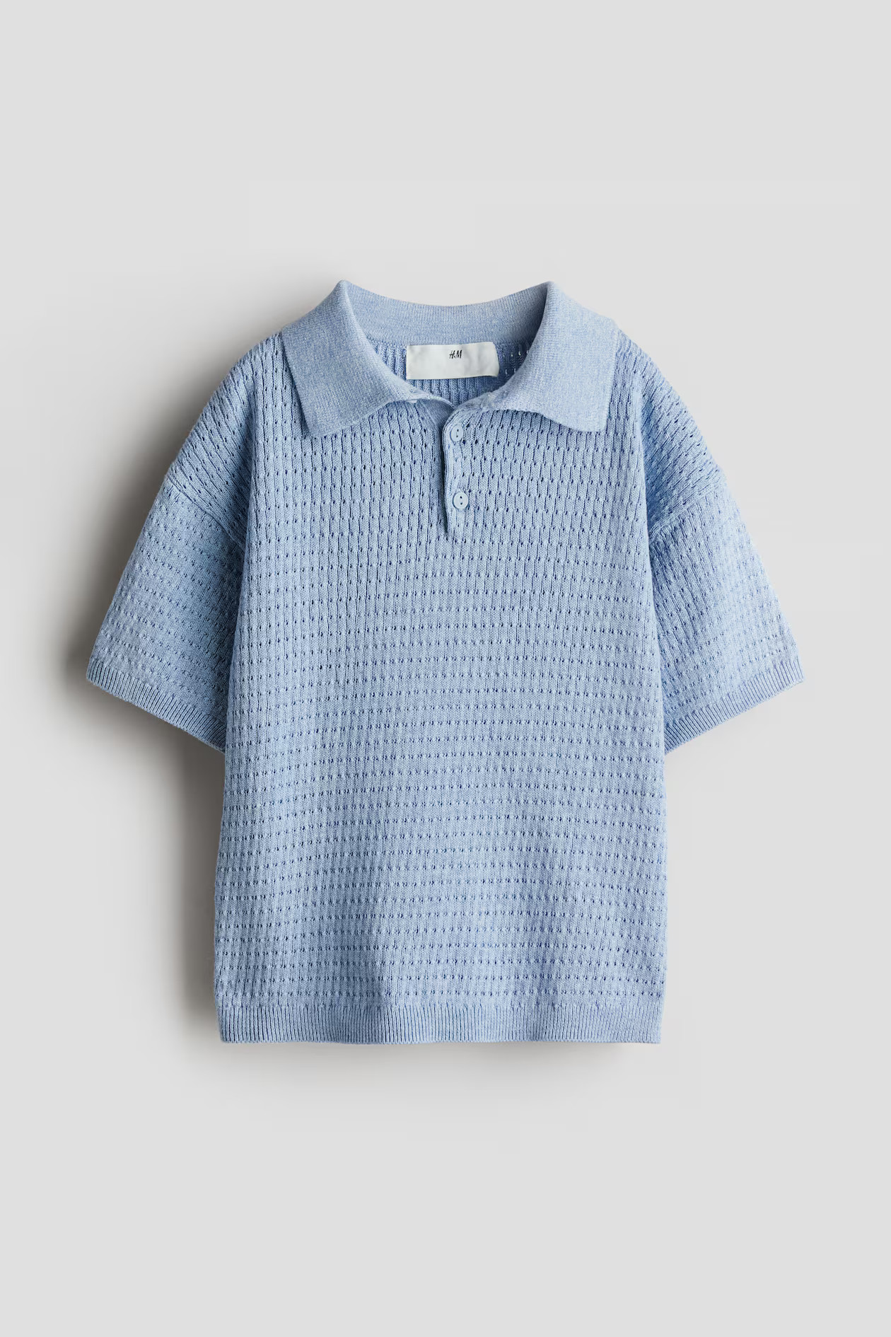 Cotton-Knit Polo Shirt - Light dusty blue - Kids | H&M US | H&M (US + CA)