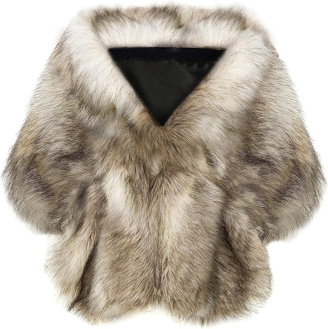BABEYOND Womens Faux Fur Collar Shawl Faux Fur Scarf Wrap Evening Cape for Winter Coat | Amazon (US)
