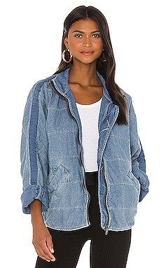 Free People Dolman Quilted Denim Jacket in Blue from Revolve.com | Revolve Clothing (Global)