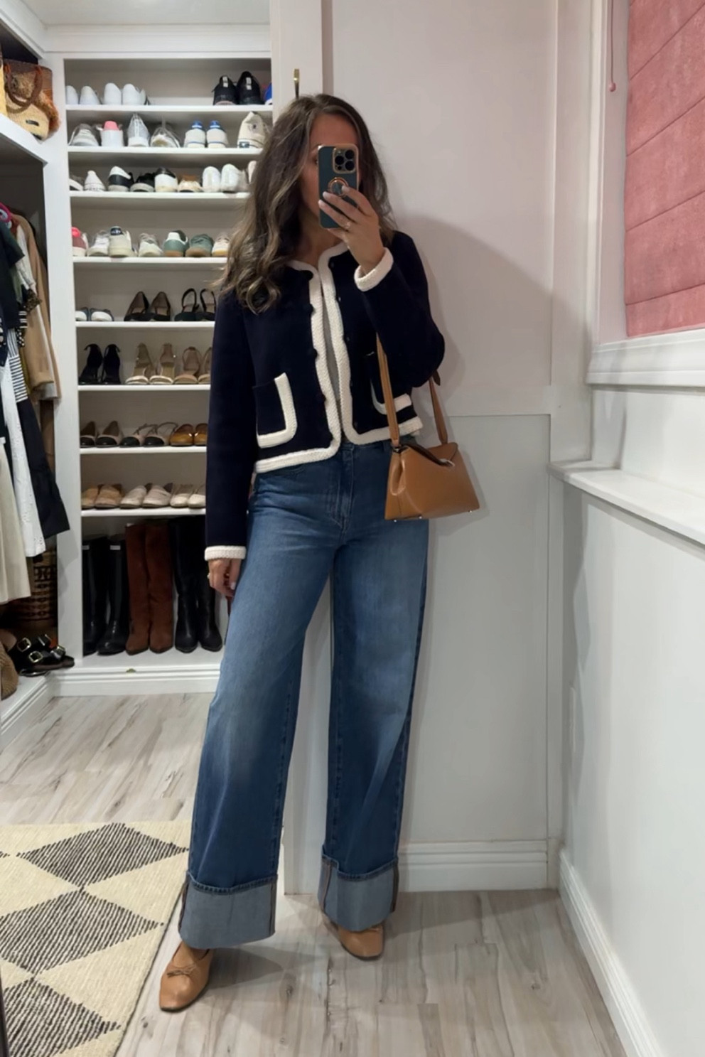 This knit jacket…😍
Pricey but…it’s timeless (I’ll be looking chic in my 80’s). I’m wearing xs and it’s a boxy fit. You can easily size down if you prefer it less boxy. 
Jeans - wide leg cuffed. Once I get tired of the cuff, I’ll be putting my scissors to good use and l’ll end up with a chic wide leg pair of jeans 💁🏻‍♀️  But linked almost a chic no-cuff pair. 
Flats - definitely my favorite. Had them for a few years and find them so comfy.  Tts for me. If I’m between sizes - size down.  


#LTKStyleTip #LTKSeasonal #LTKOver40