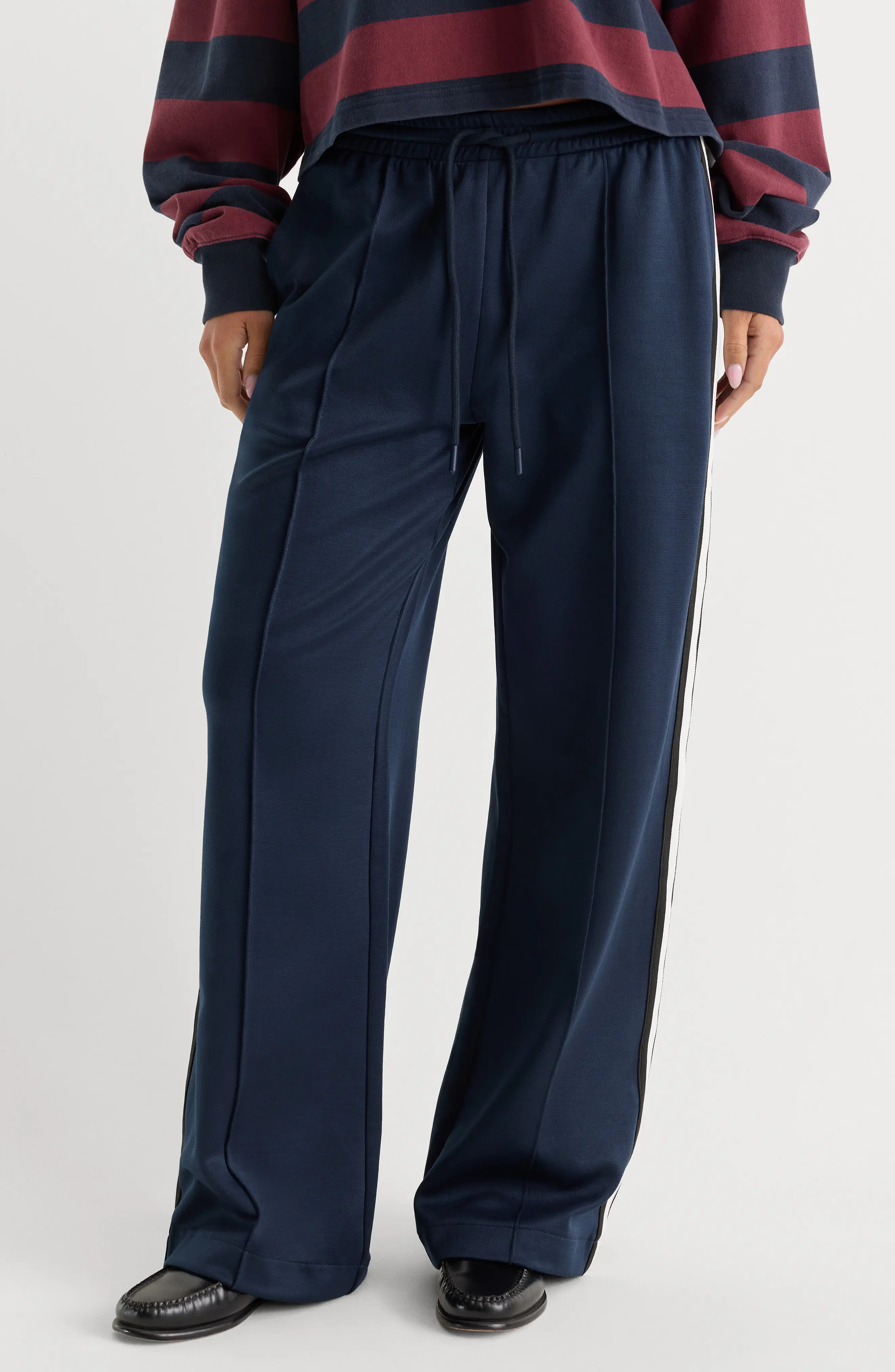Good American The Track Pant Wide Leg Pants (Women) | Nordstrom | Nordstrom