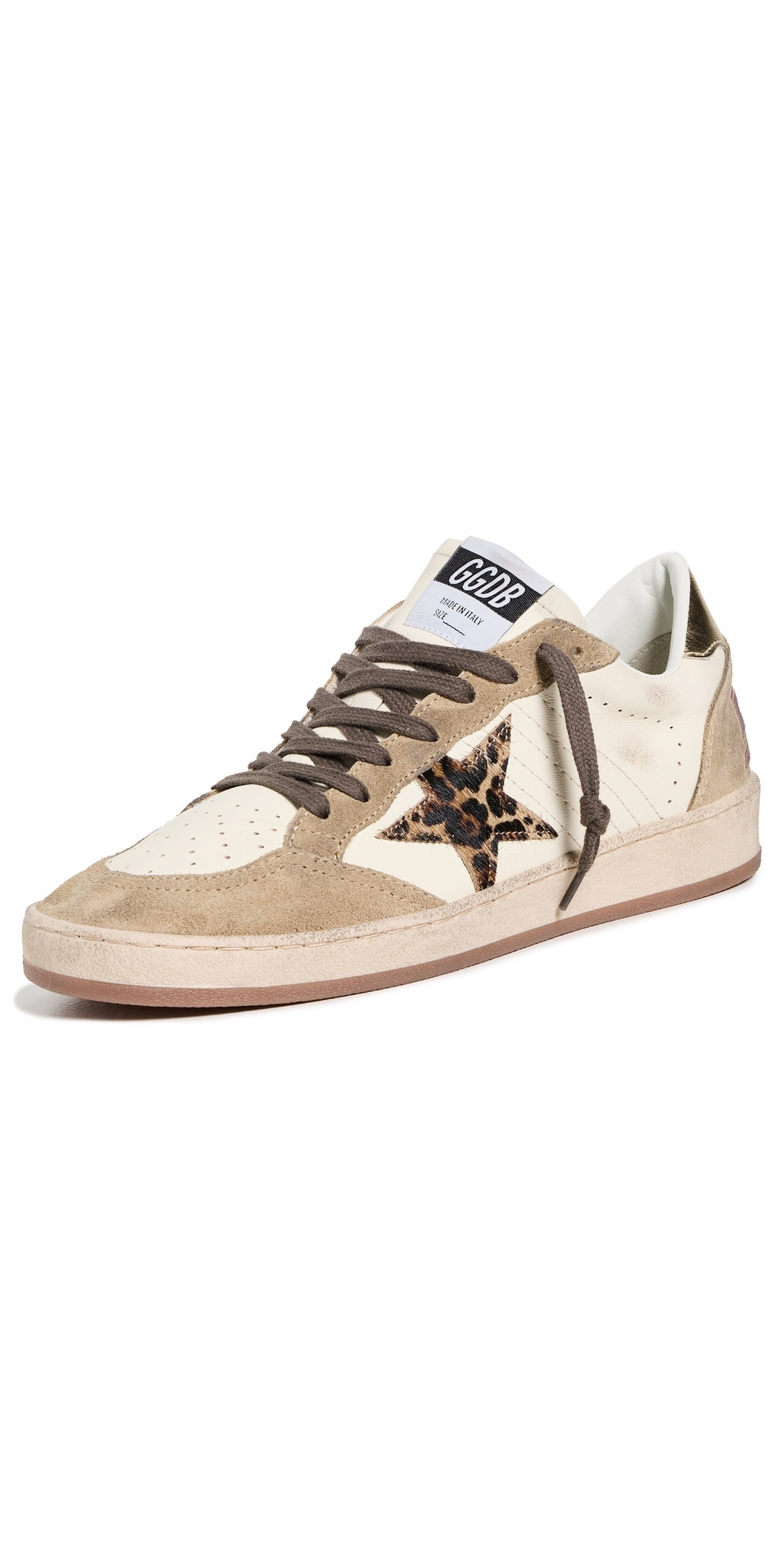 Golden Goose Ballstar Nappa Upper Suede Toe And Spur Horsy Star Laminated Heel Sneakers White/Brown/Gold 40 | Shopbop