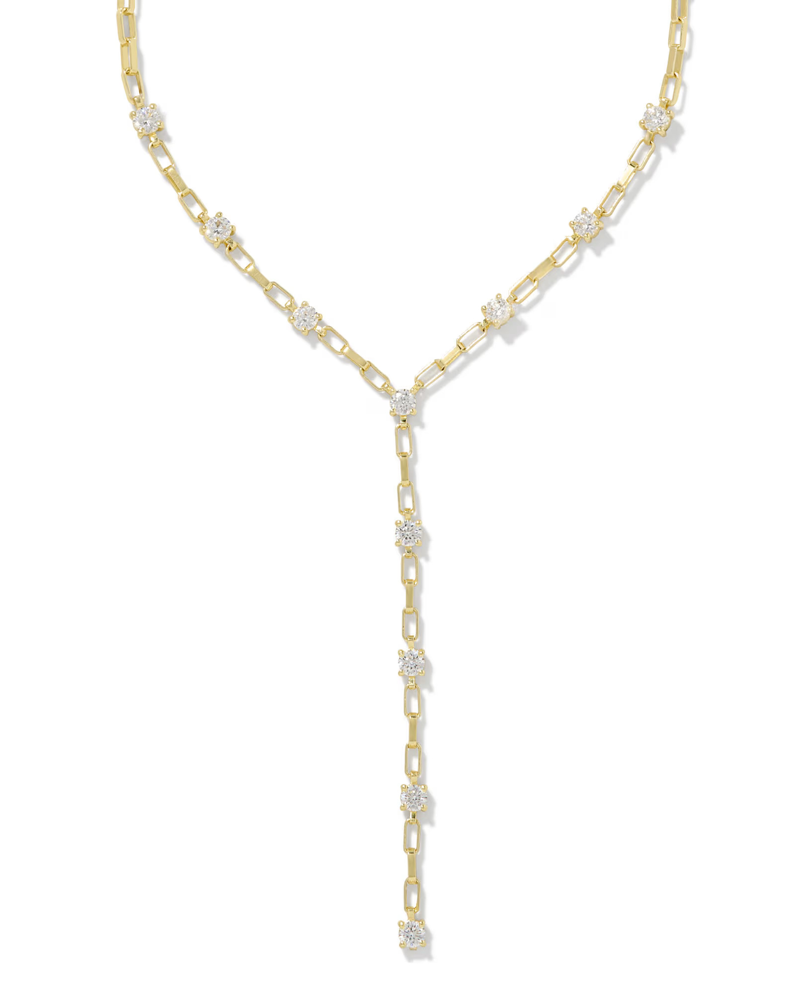 Lexi Gold Y Necklace in White Crystal | Kendra Scott