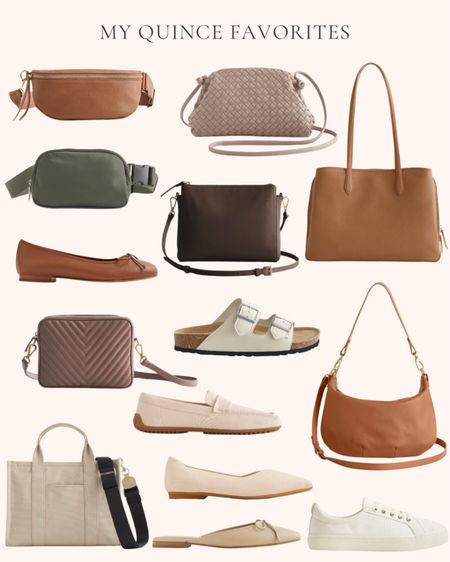 My Quince favorites. Purses. Handbags. Women’s shoes. Flats. Mules. Sandals. Sneakers. Italian pebbled leather sling bag. Italian leather bow ballet flats. Italian leather handwoven pouch crossbody clutch. Italian leather quilted crossbody bag. Italian leather triple compartment work tote. Italian leather convertible crescent shoulder bag. 100% organic canvas small crossbody tote. Italian leather triple compartment crossbody bag. Washable knit pointed toe flat. Eco cotton canvas everyday sneaker. Washable knit driver loafer. Nappa leather double buckle slide. Italian leather pointed mule  

#LTKitbag #LTKshoecrush #LTKover40