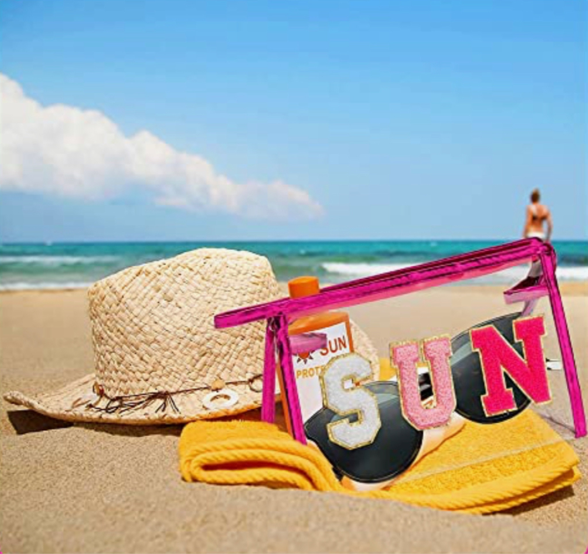 Beach must haves. Beach tote. Sun hat. Beach towel. Vacation time .

#LTKstyletip #LTKtravel #LTKswim