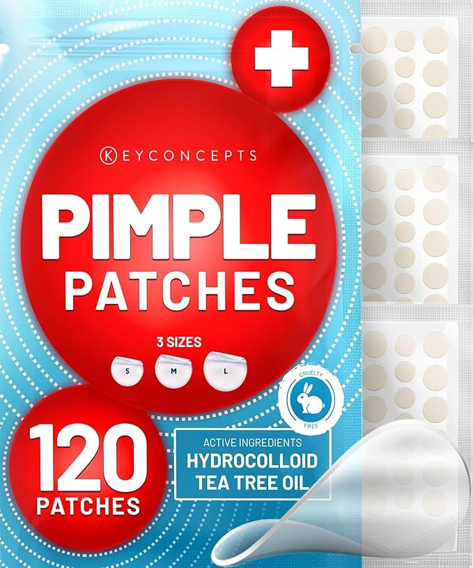 Pimple Patches for Face (120 Pack), Hydrocolloid Acne Patches with Tea Tree Oil - Pimple Patch Zi... | Amazon (US)