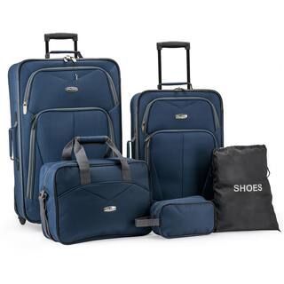 5-Piece Navy Softside Lightweight Rolling Luggage Set | The Home Depot