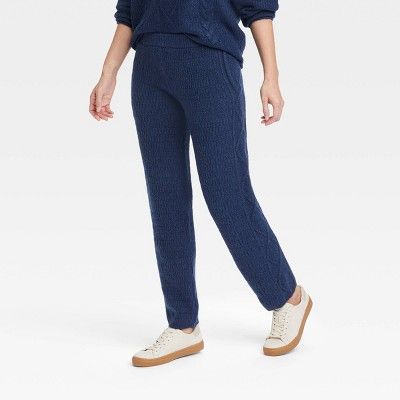 Women&#39;s Pull-On Cropped Sweater Jogger Pants - Universal Thread&#8482; Navy XS | Target