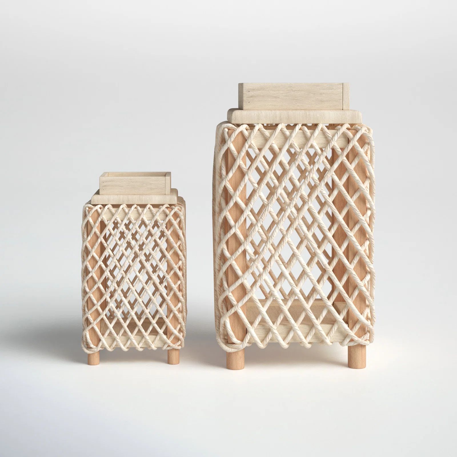 2 Piece Wood Tabletop Lantern Set (Set of 2) | Wayfair North America