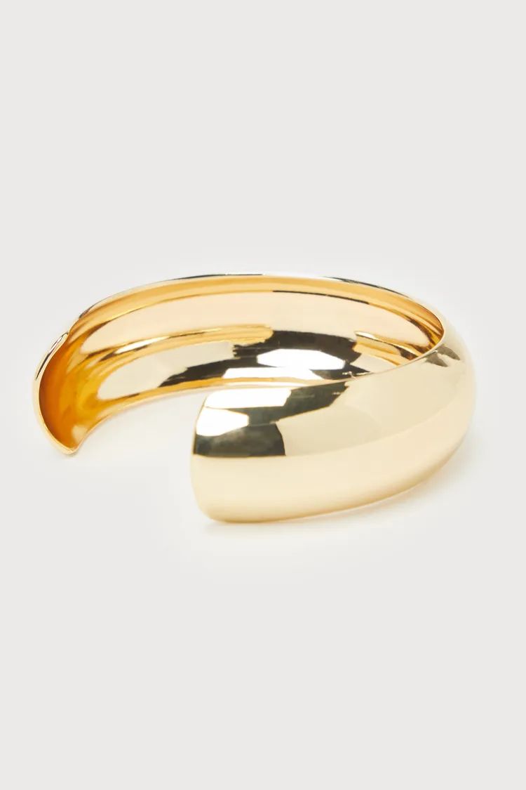 Bold Shine Gold Chunky Bangle Bracelet | Lulus