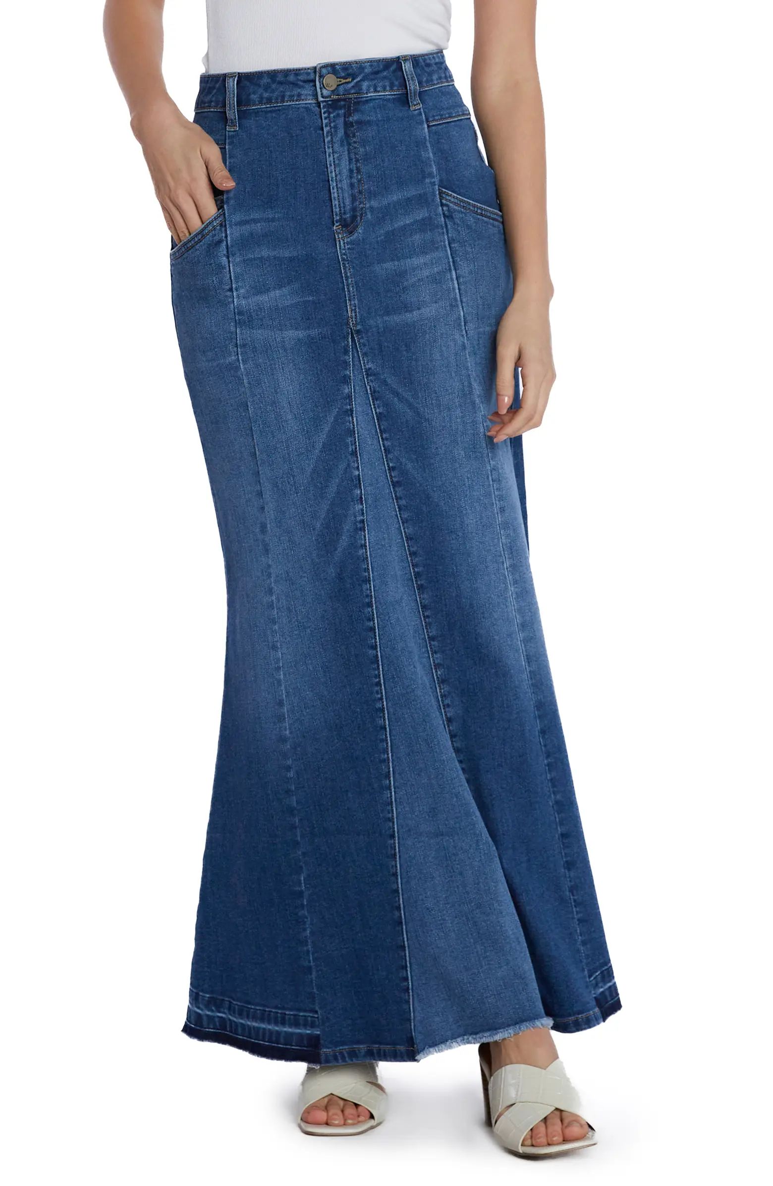 Wash Lab Denim Bliss Flare Denim Maxi Skirt | Nordstrom | Nordstrom