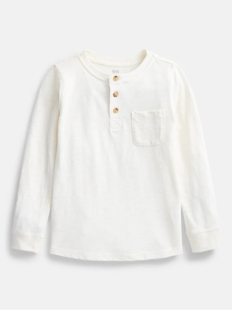 Wonder Nation Toddler Boys Cotton Henley Tee with Long Sleeves, Sizes 18M-5T | Walmart (US)