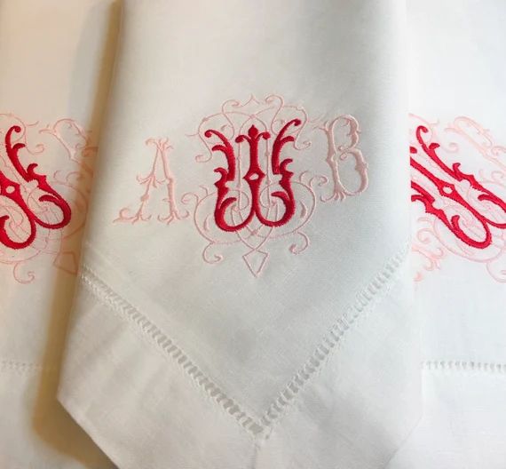 Custom Monogrammed Napkins Embroidered Dinner Napkins | Etsy | Etsy (US)