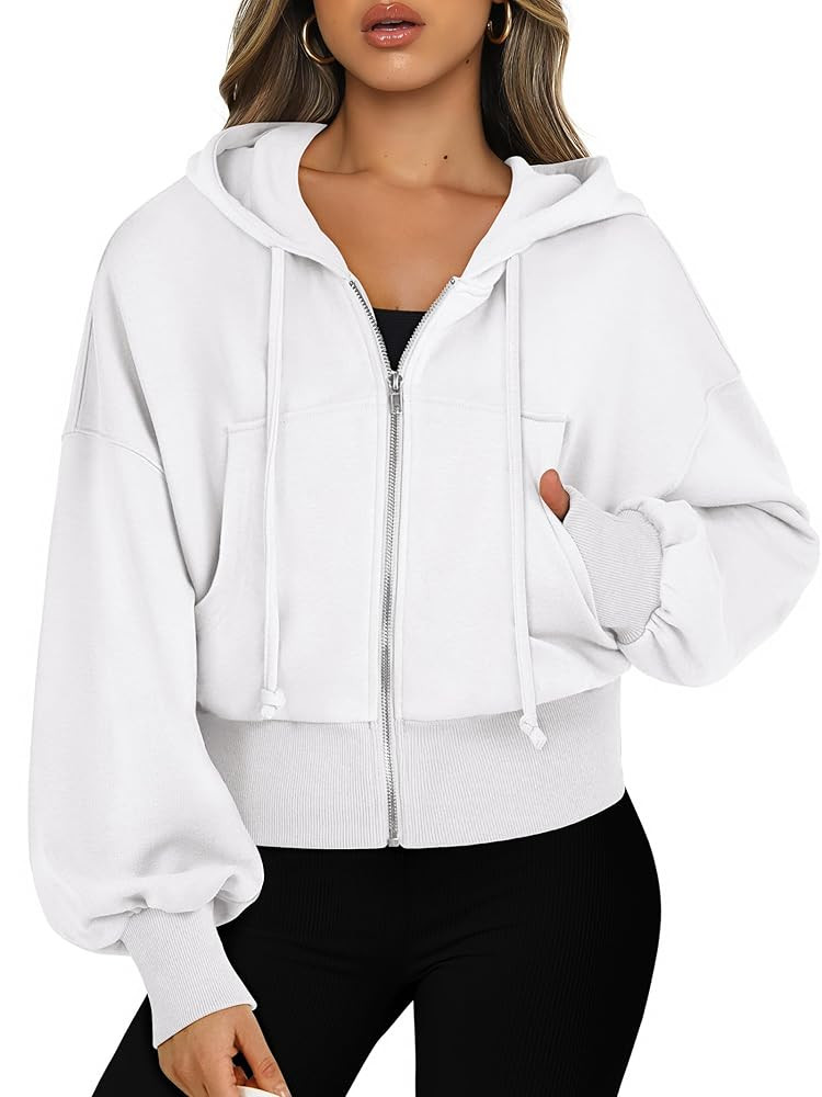ANRABESS Women's Zip Up Hoodies Cropped Sweatshirts Casual Zip Jackets 2025 Fashion Trendy Fall O... | Amazon (US)