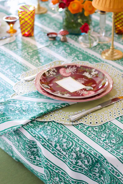 Spruce Fleur Stripe Tablecloth | Julia Amory