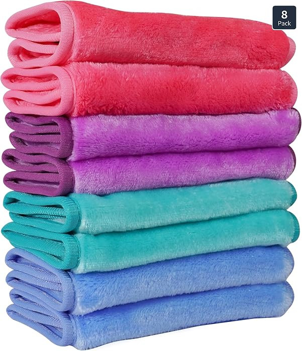 Nugilla Makeup Remover Cloths, 8 Packs Makeup Remover Towels Reusable Face Wash Cloth, Soft Micro... | Amazon (US)