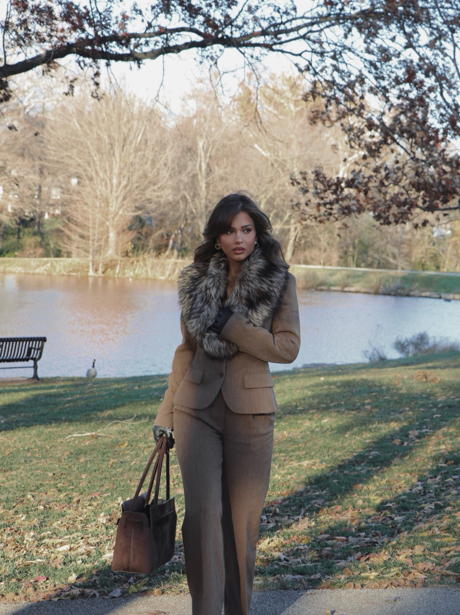 Preppy fall/winter outfit. Fur collar is from an old vest and it was detachable.🤎 #blazer #trousers #preppy 

#LTKWorkwear #LTKSeasonal #LTKootd