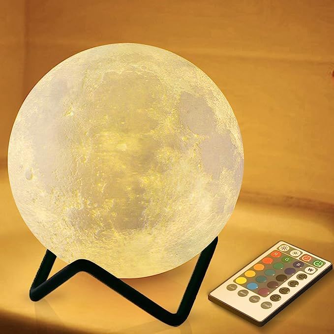 3.15" Moon Lamp for Kids, Nursery Night Light with Metal Stand, Valentine's Day Gift, Timer Remot... | Amazon (US)