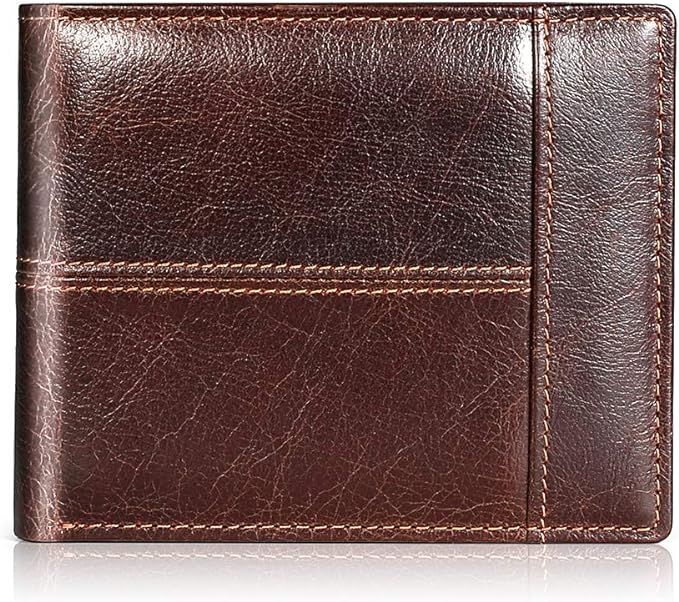 Mens Wallet RFID Genuine Leather Bifold Wallets For Men, ID Window 16 Card Holders Gift Box | Amazon (US)