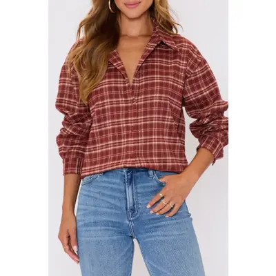 VICI Collection Poet Plaid Button-Up Shirt in Brick Plaid at Nordstrom, Size Medium | Nordstrom