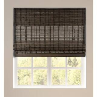 Dali Walnut Cordless Light-Filtering Bamboo Woven Roman Shade 29 in. W x 74 in. L | The Home Depot