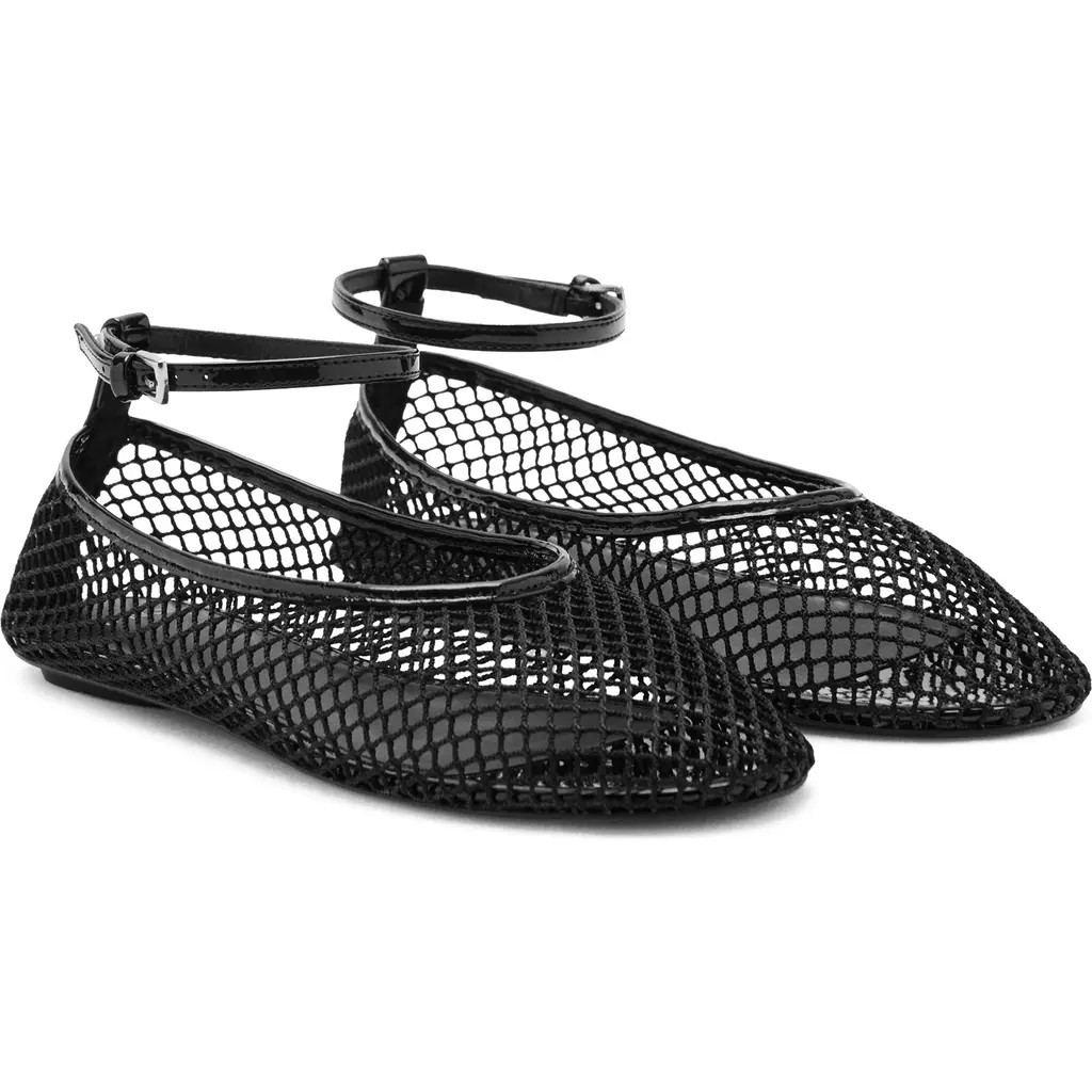 MANGO Ankle Strap Ballet Flat in Black at Nordstrom, Size 9.5Us | Nordstrom