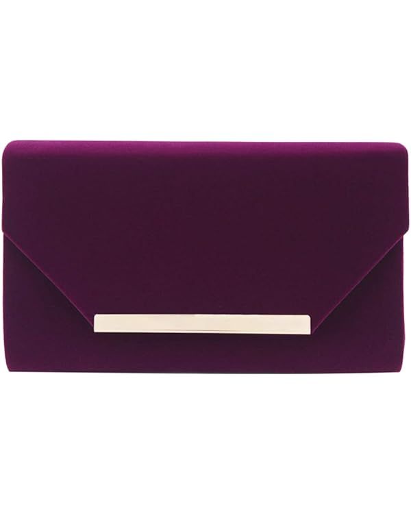 TrendsBlue Elegant Solid Color Velvet Clutch Evening Bag Handbag - Diff Colors | Amazon (US)