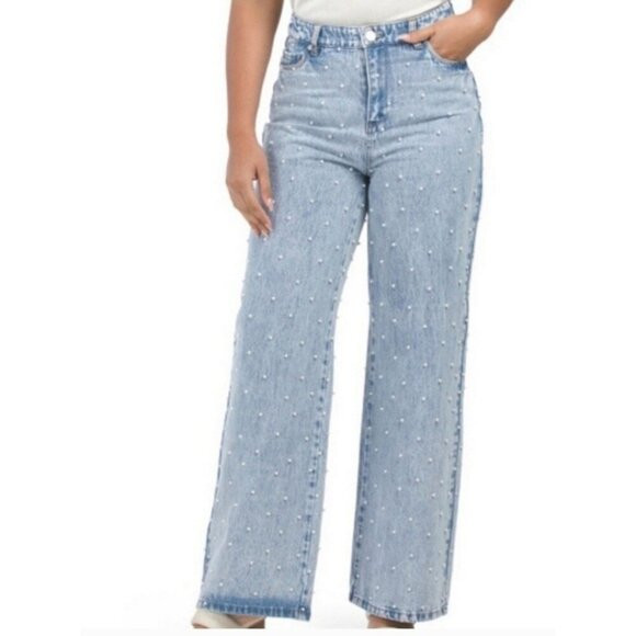 NEW! Blank NYC The Franklin Wide Leg Pearls Denim Jeans SZ 30 | Poshmark