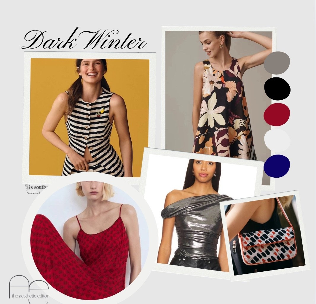 Dark Winter is bold, intense, and cool-toned—like a moonlit night in winter. You wear deep, saturated shades like black, pine green, aubergine, and crimson effortlessly. Jewel tones and high contrast are your superpower, but warm, earthy hues or anything too muted will dull your drama. This guide is full of striking, polished pieces that mirror your natural depth and elegance.


#LTKFindsUnder100 #LTKOver40 #LTKStyleTip