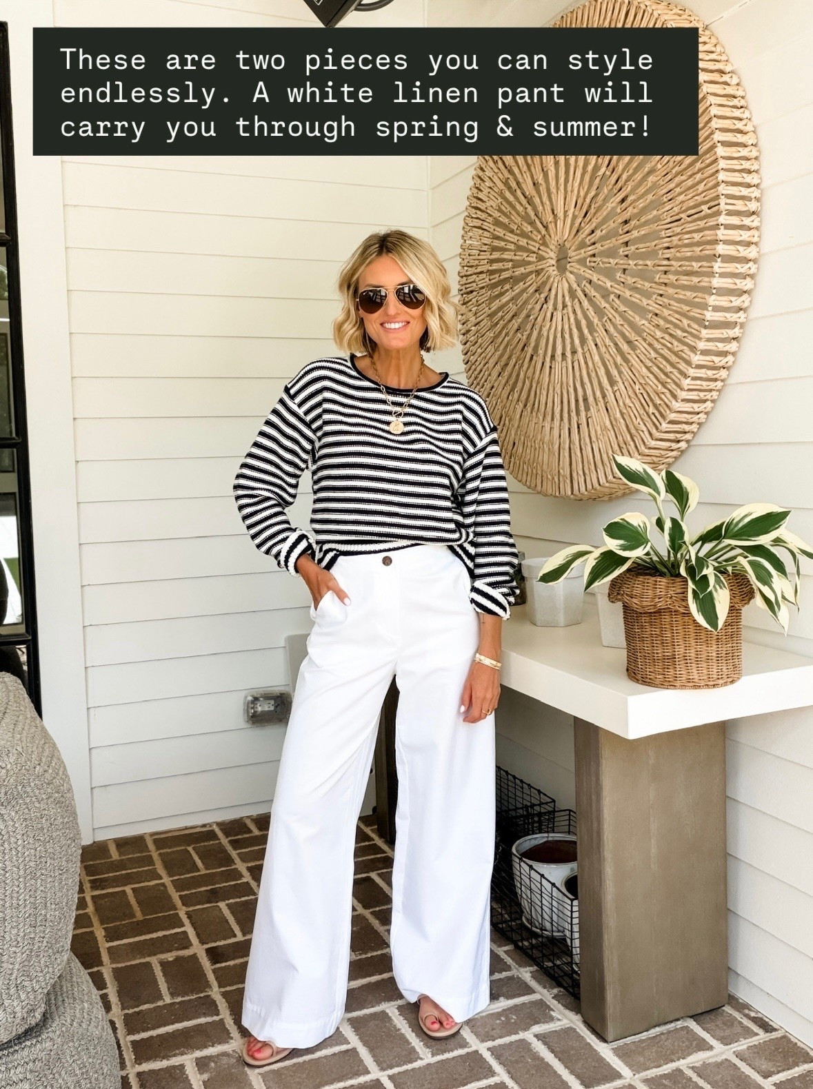 These pants will definitely be on repeat for me this summer 👏🏼 this top is such a great staple basic too! Wearing M/4.

Loverly Grey, Target find, Target fashion, Gap Factory, striped sweater outfit, closet staples, wardrobe staples, closet basics, white linen pants outfit

#LTKootd #LTKSeasonal