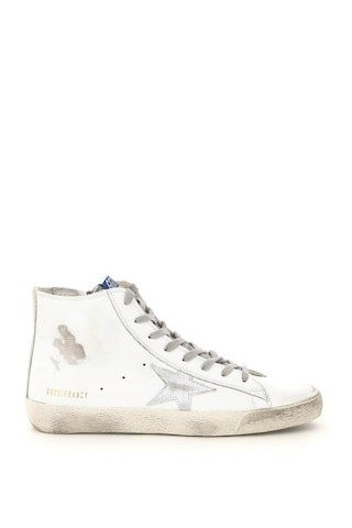 GOLDEN GOOSE FRANCY HI-TOP SNEAKERS 44 White, Grey, Silver Leather | Residenza725 US