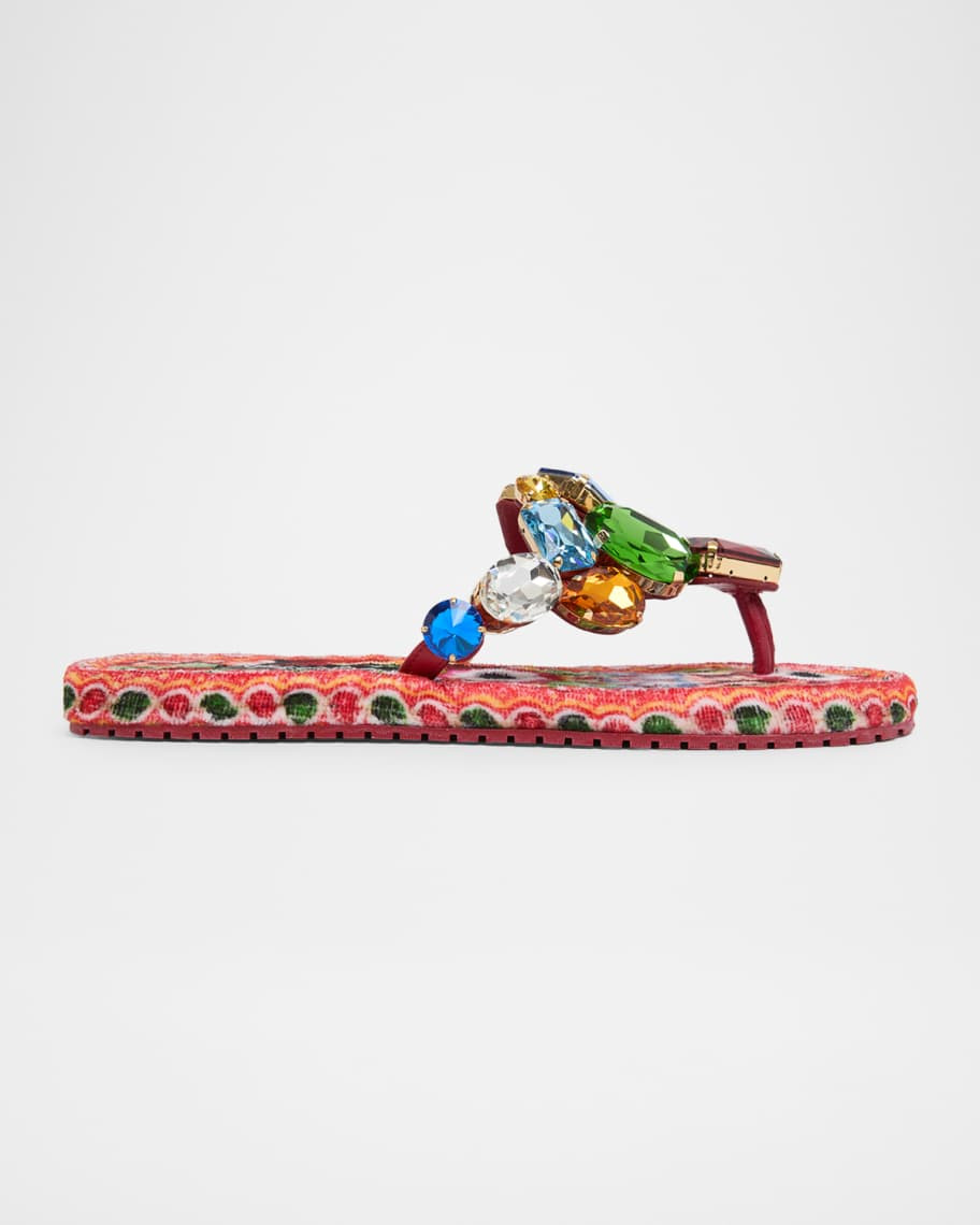 Carretto Embellished Leather Thong Sandals | Neiman Marcus