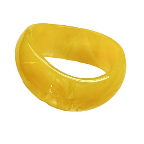 Colorful Chunky Acrylic Resin Bangle Bracelets Vintage Irregular Geometric Oval Plastic Wristbands Bracelet Wide Tortoiseshell Acetate Plate Cuff Bangles for Women Jewelry Gifts (Yellow) | Amazon (US)