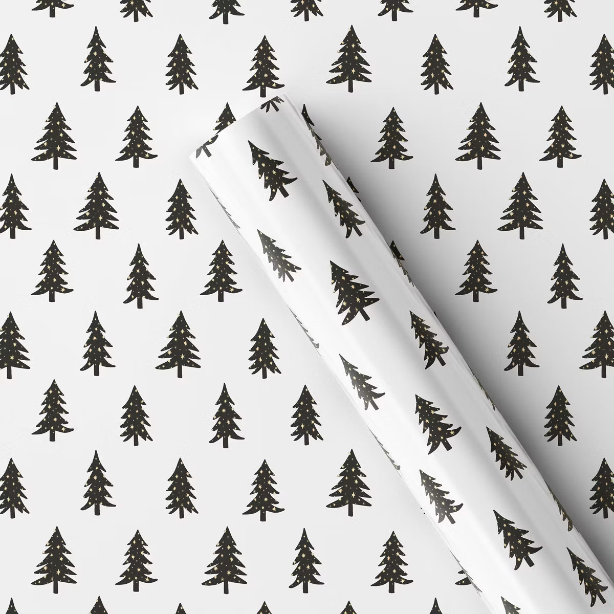 20 sq ft Trees with Gold Metallic Snow Christmas Gift Wrap White - Wondershop™ | Target