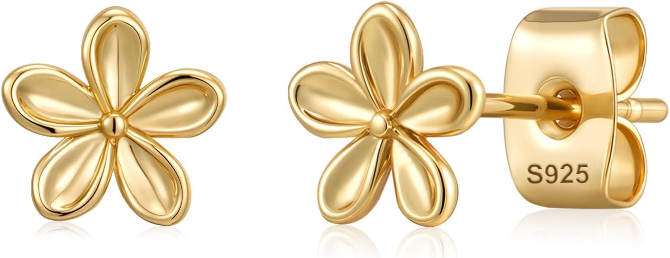 14k Gold Plated Flower Stud Earrings for Women Cartilage Jewelry | Amazon (US)
