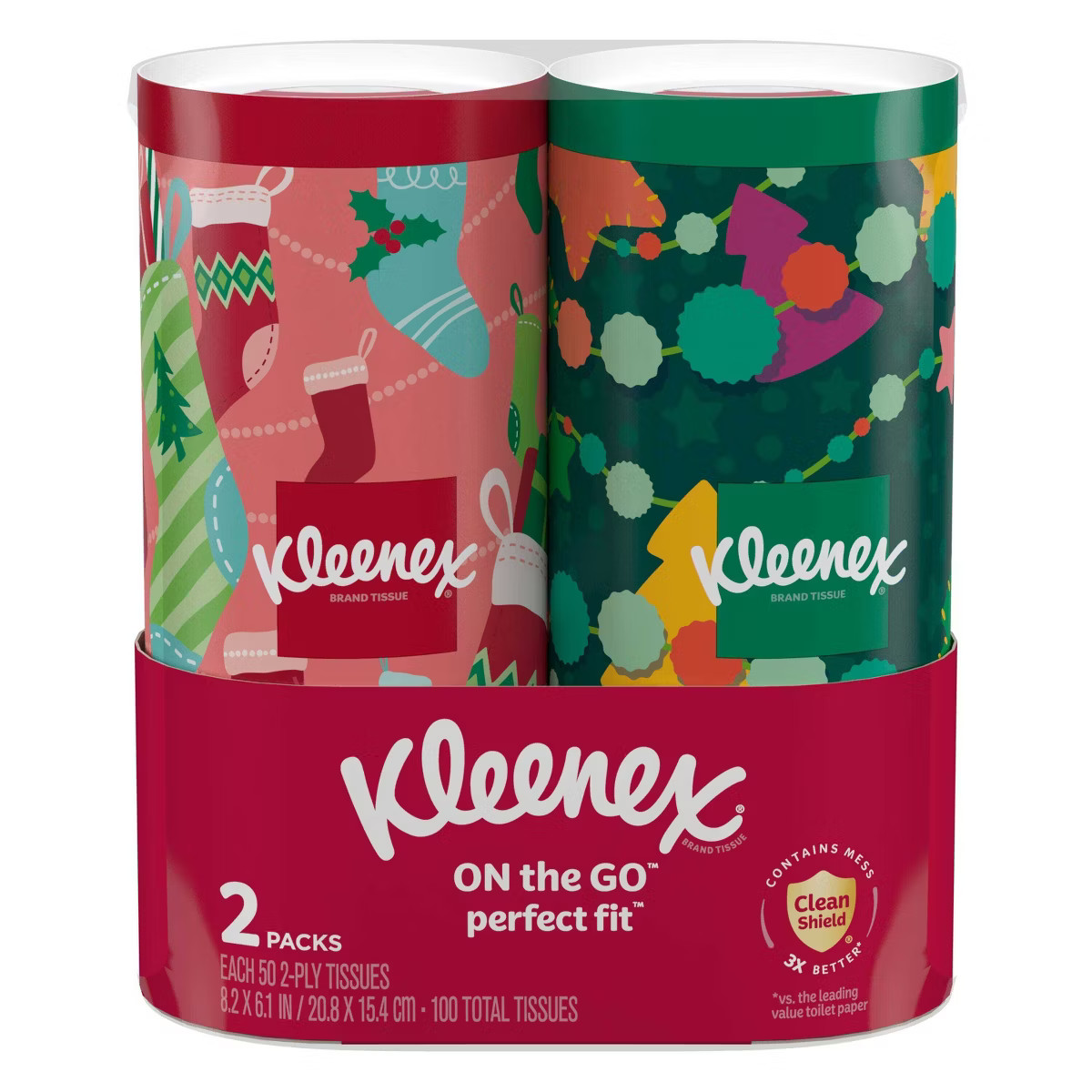 Kleenex Holiday Perfect Fit Canister Facial Tissue - 2pk/100ct | Target