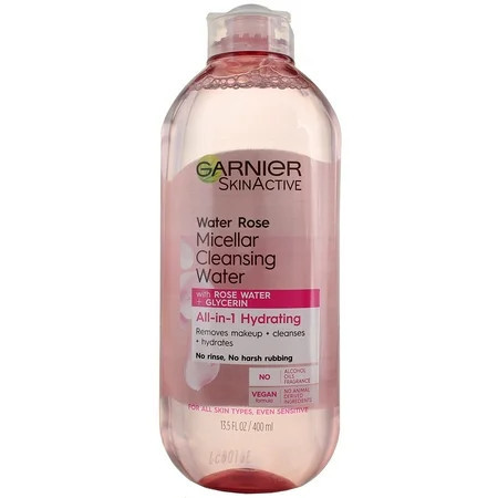 Garnier Skin Active With Rose Water + Glycerin All-In-One Hydrating Micellar Cleansing Water, 13.5 fl oz (2 pack) (Bundle) | Walmart (US)