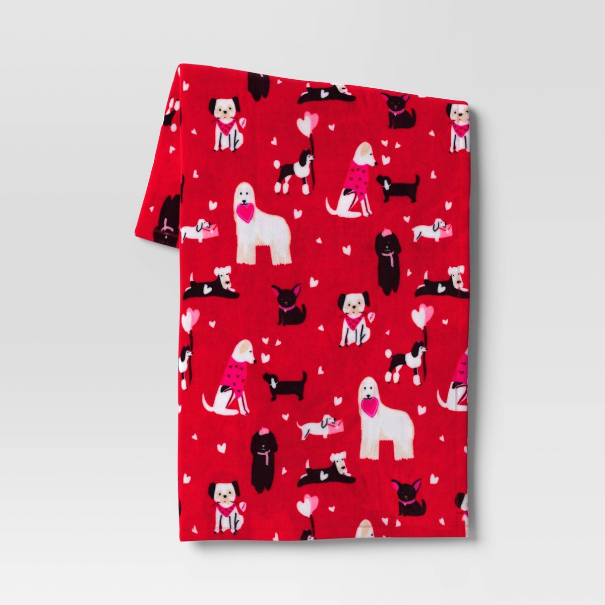 Dog Printed Plush Valentine's Day Throw Blanket Red - Room Essentials™ | Target