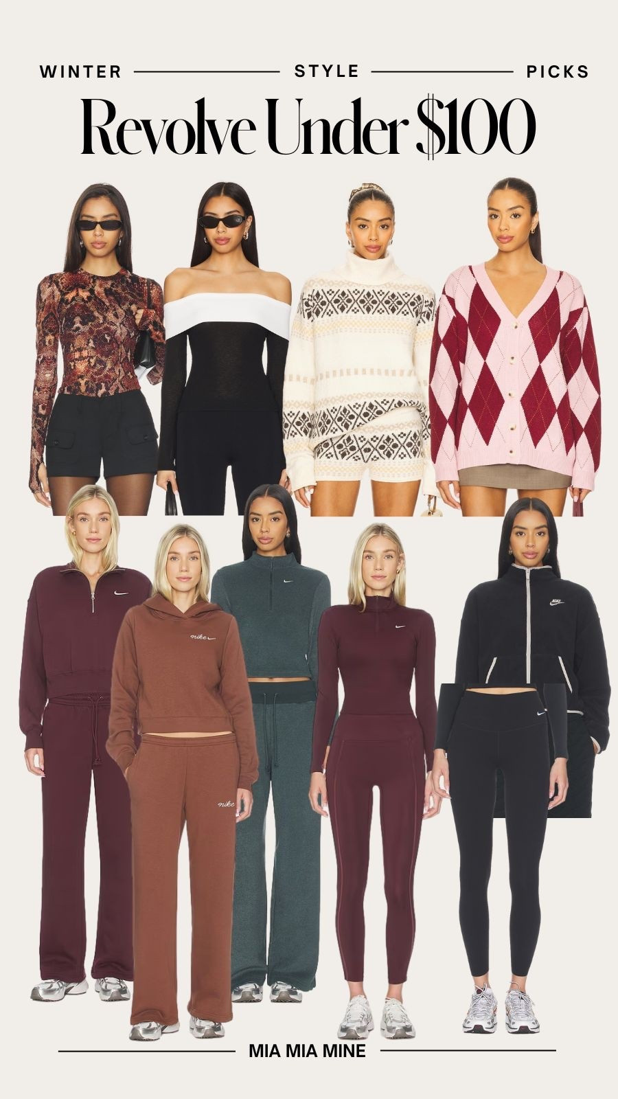 Revolve under $100 winter picks
Sweaters, Nike sweatsuits, Nike leggings and fleece jackets under $100

#LTKSeasonal #LTKFindsUnder100 #LTKActive