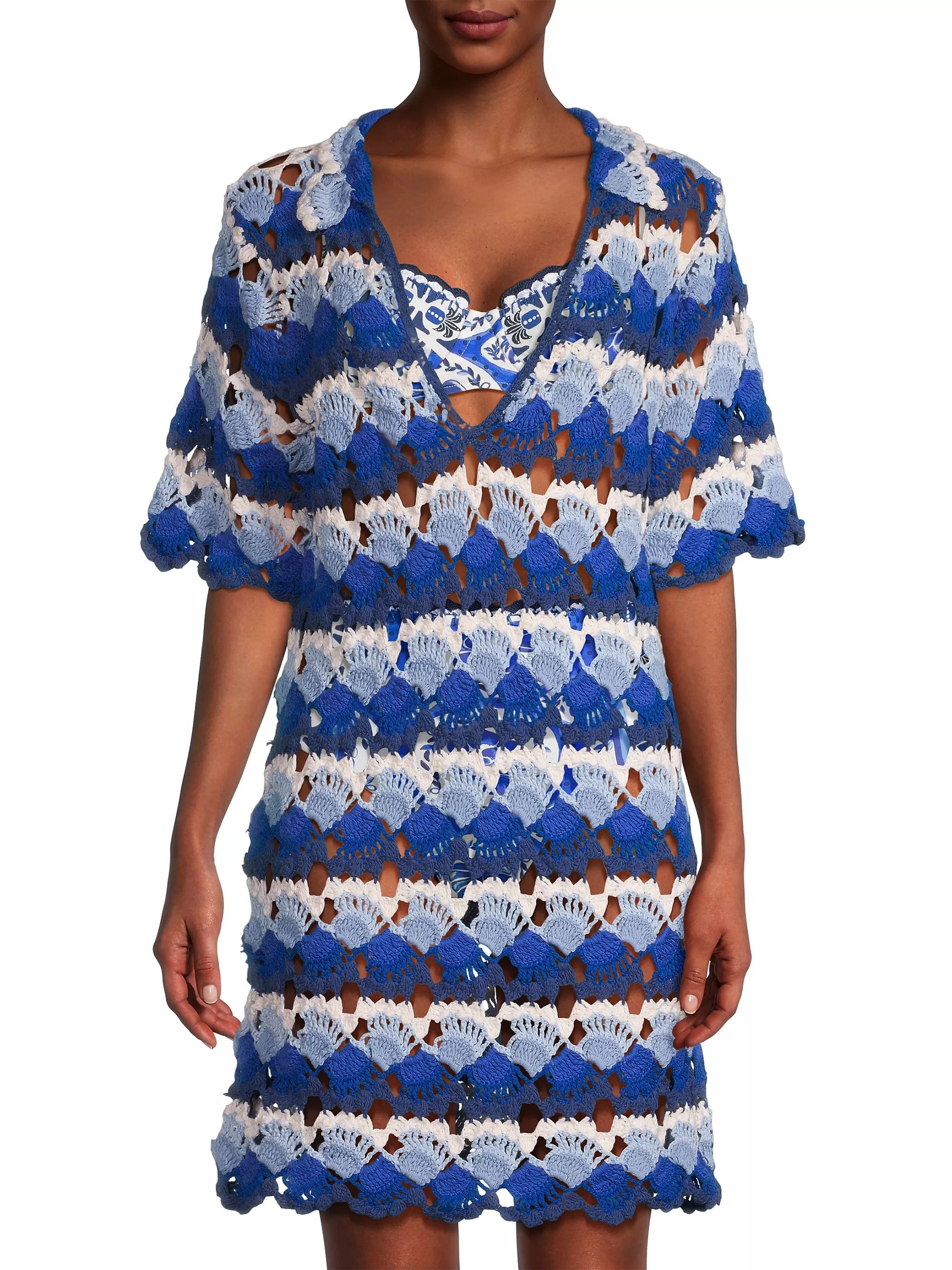 Striped Crocheted Cotton Cover-Up | Saks Fifth Avenue