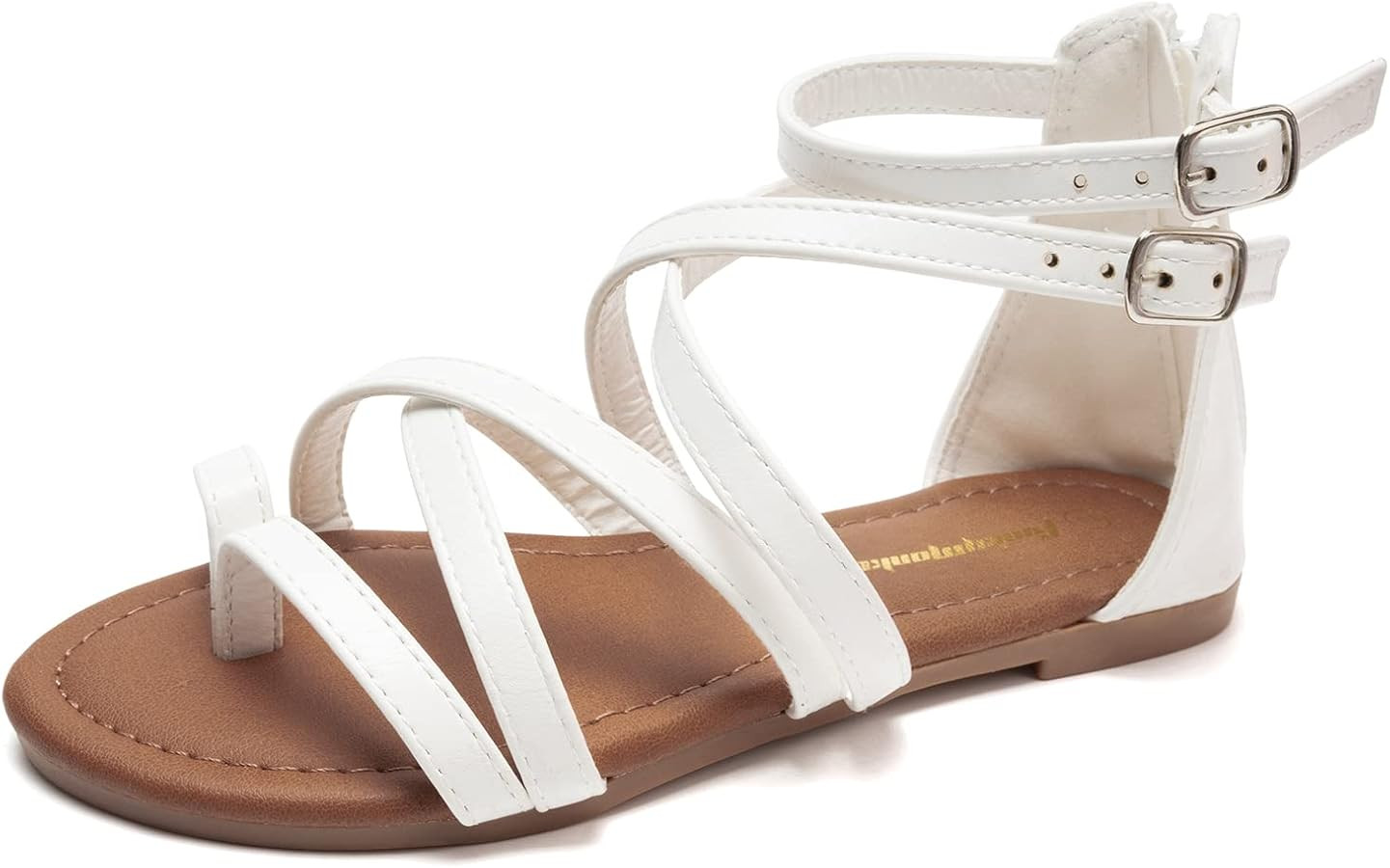 FUNKYMONKEY Girls Gladiator Strap Sandals Flat Fisherman Thong Cross Strappy Sandals | Amazon (US)