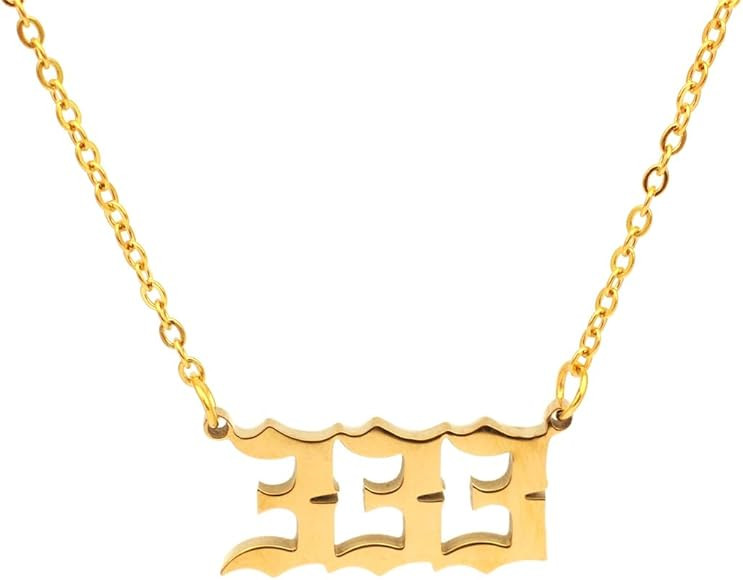 HUTINICE Angel Number Necklace, 18K Gold Plated Dainty 111 222 333 444 555 666 777 888 999 Pendan... | Amazon (US)